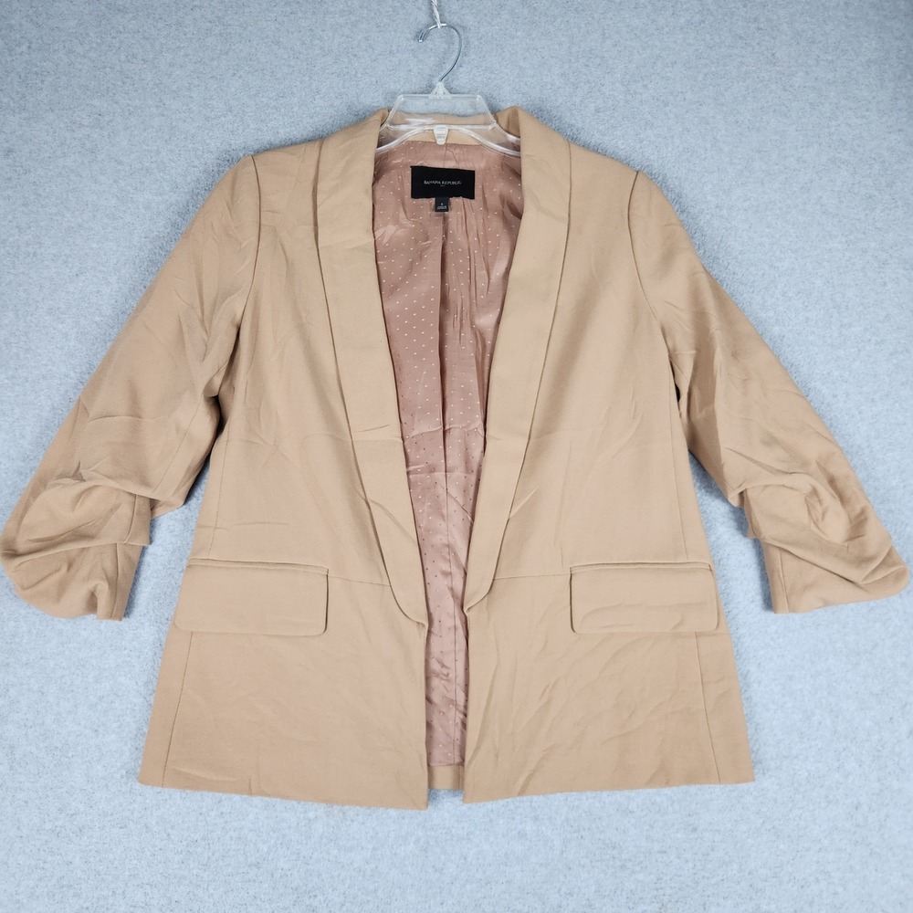Banana Republic Blazer Women S Tan Career Open Front Shawl Lapel Business Formal